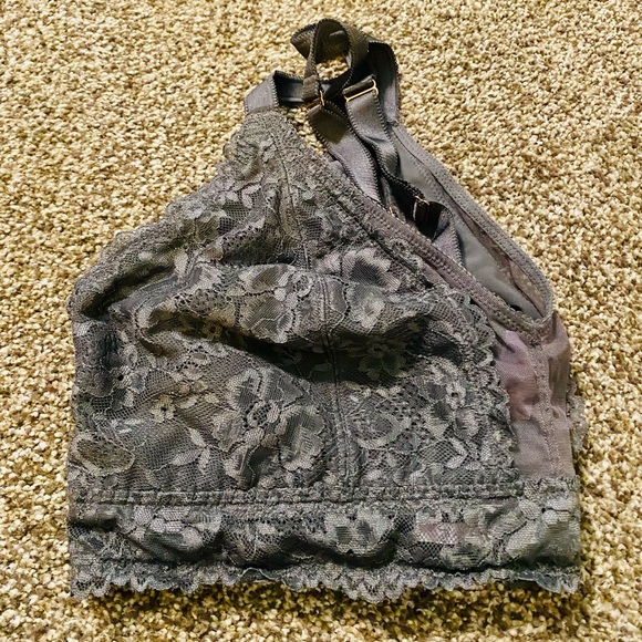 EUC Savage X Fenty Gray Floral Lace Logo Unlined Bralette - Picture 4 of 16